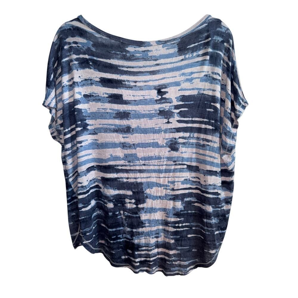 Rachel Roy Blue Striped Modal Scoop Neck Tee - Size Large - Picture 6 of 7